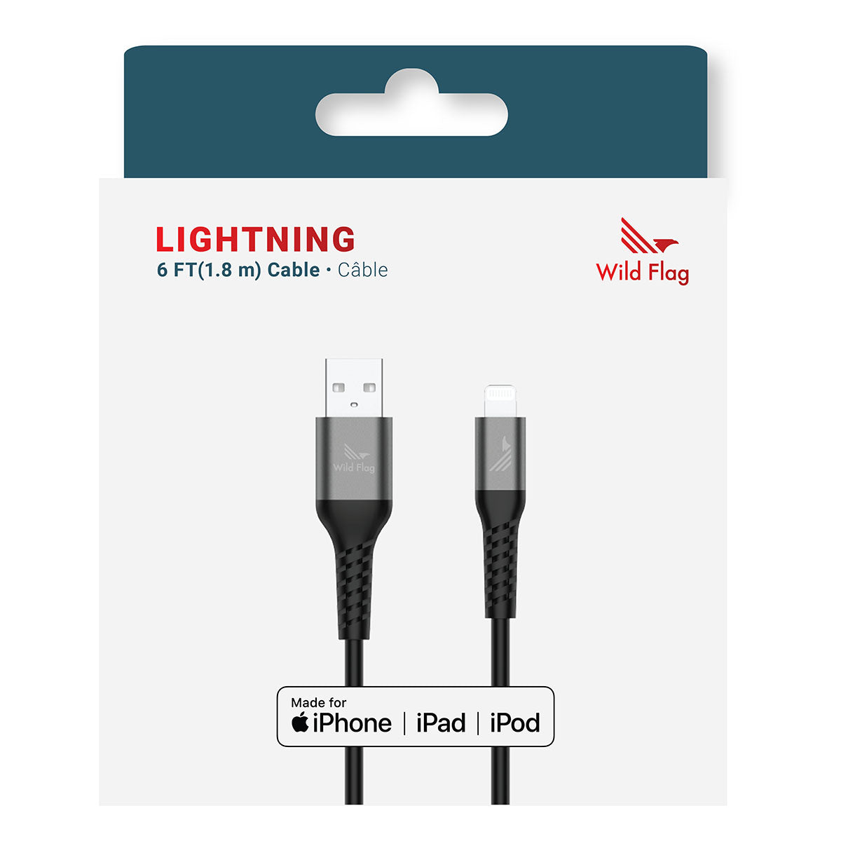 Wild Flag TPE 6ft USB-A To Lightning - Black