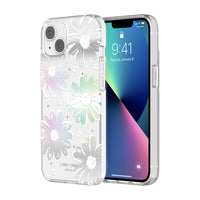 Kate Spade New York Protective Hardshell Case For iPhone 13 - Daisy Iridescent Foil/White/Clear/Gems