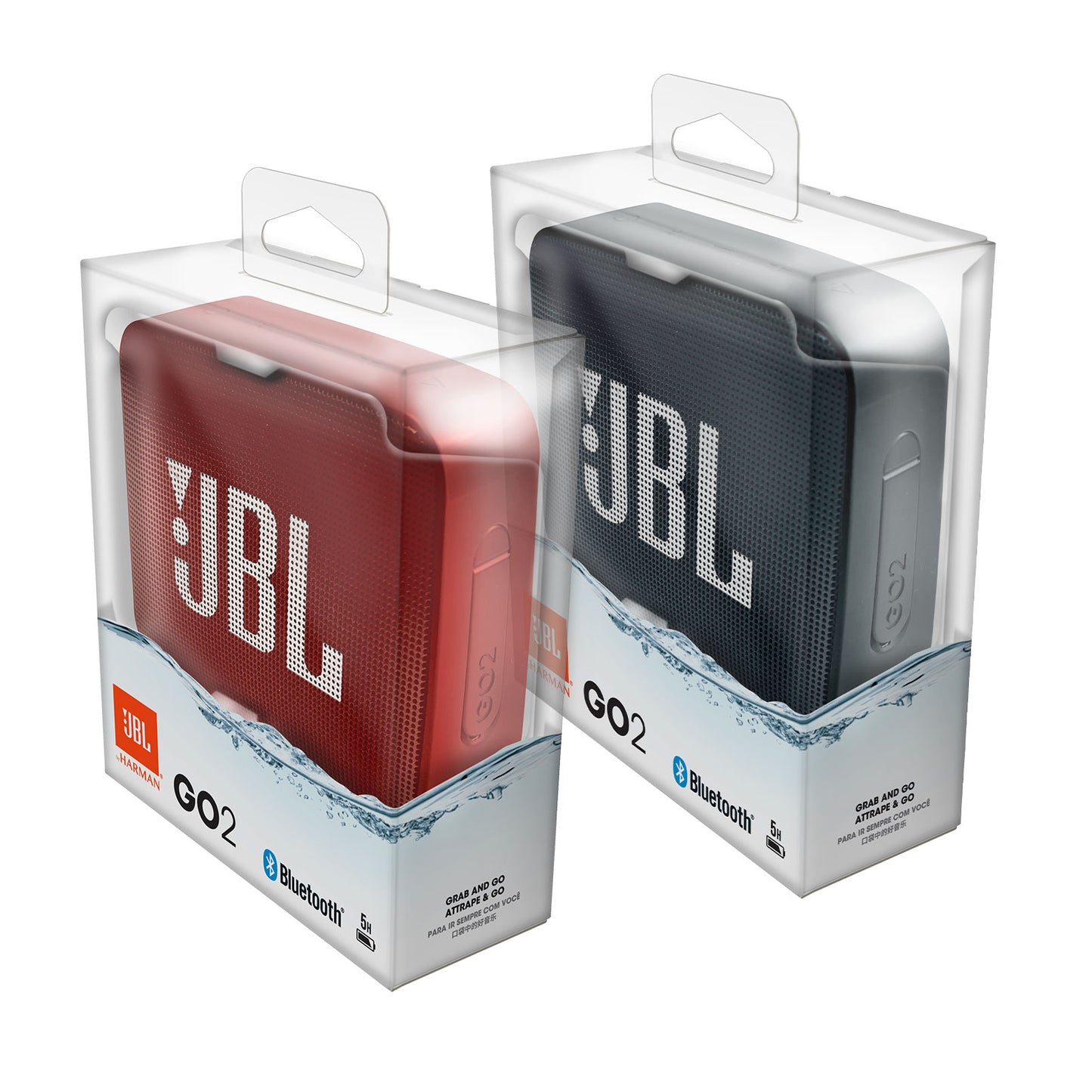 2-Pack JBL Go 2 Bluetooth Portable Speakers - Midnight Black & Red