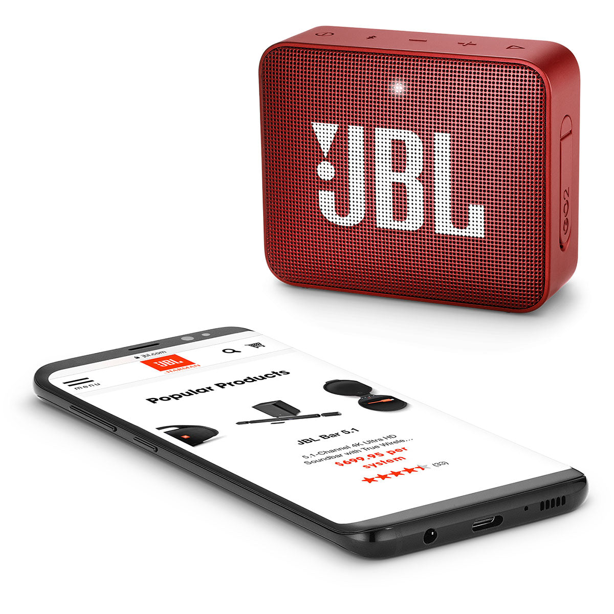 JBL Go 2 Bluetooth Portable Speaker - Red