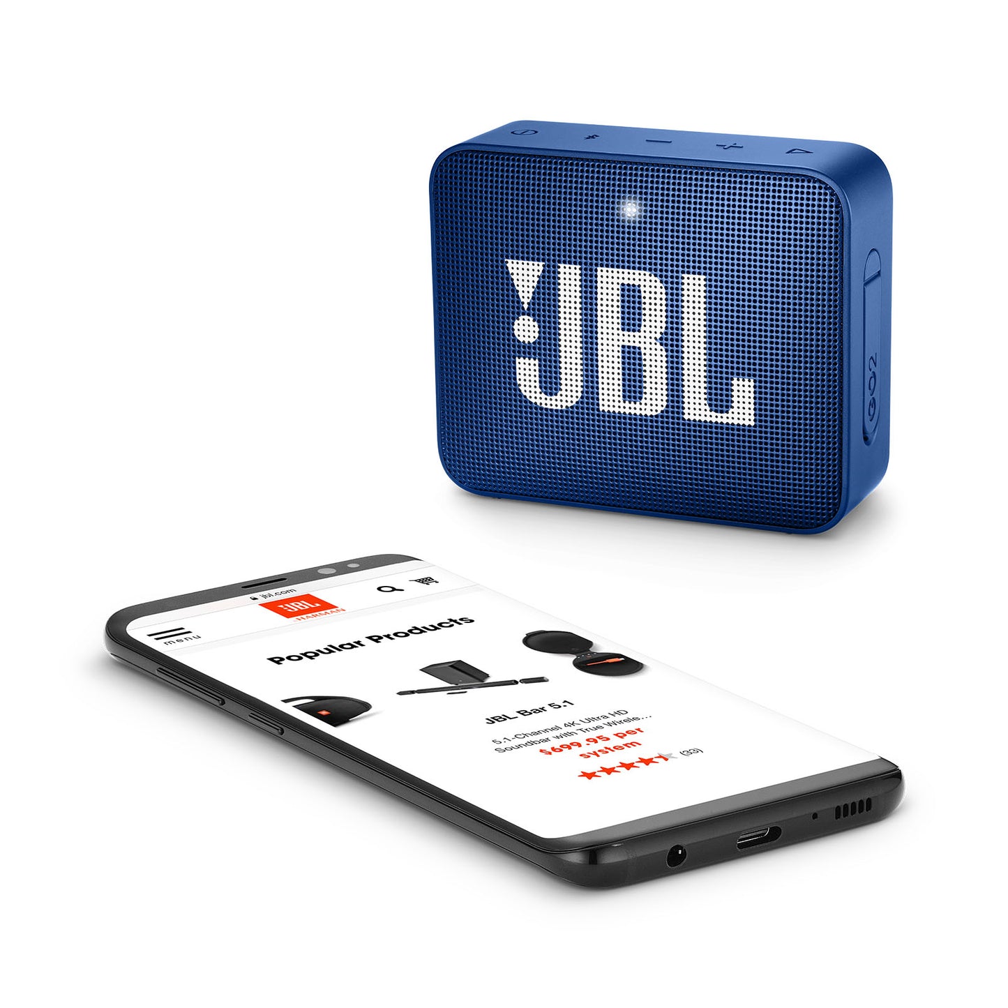 JBL Go 2 Bluetooth Portable Speaker - Blue