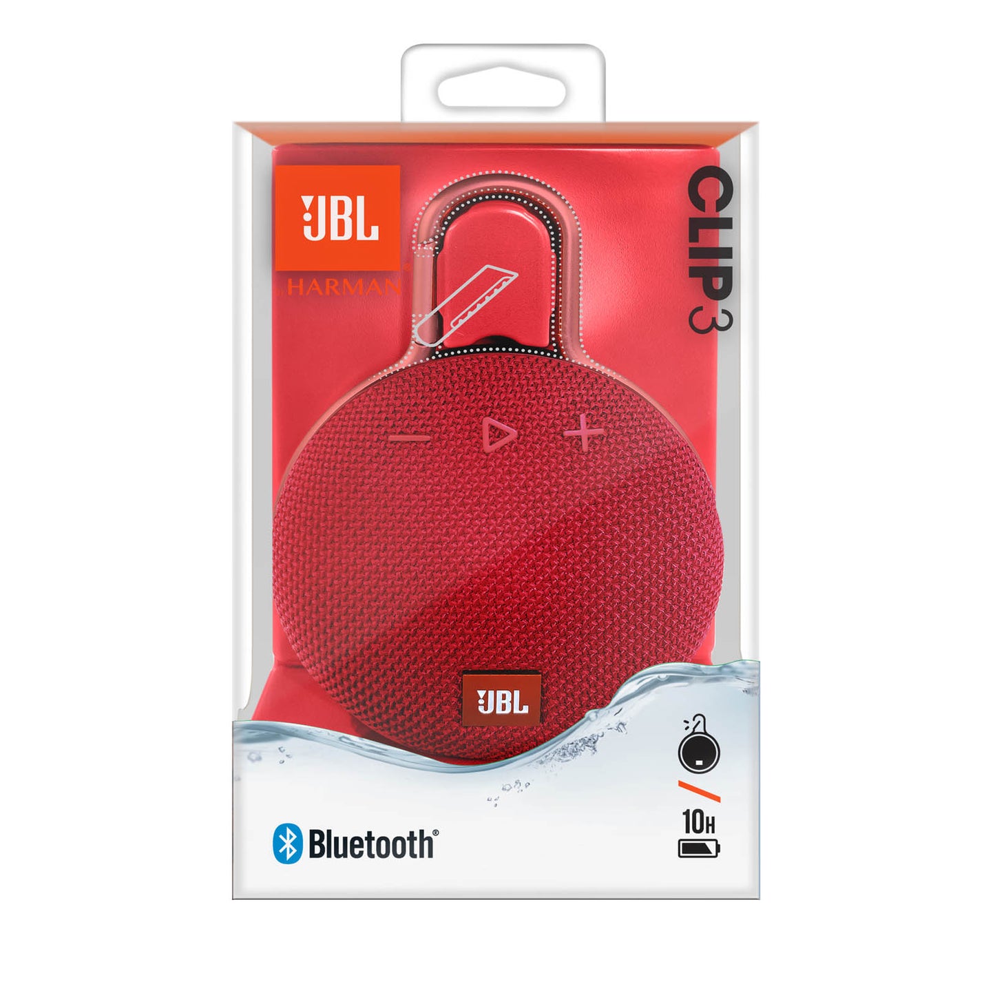 JBL Clip 3 Portable Bluetooth Speaker - Fiesta Red